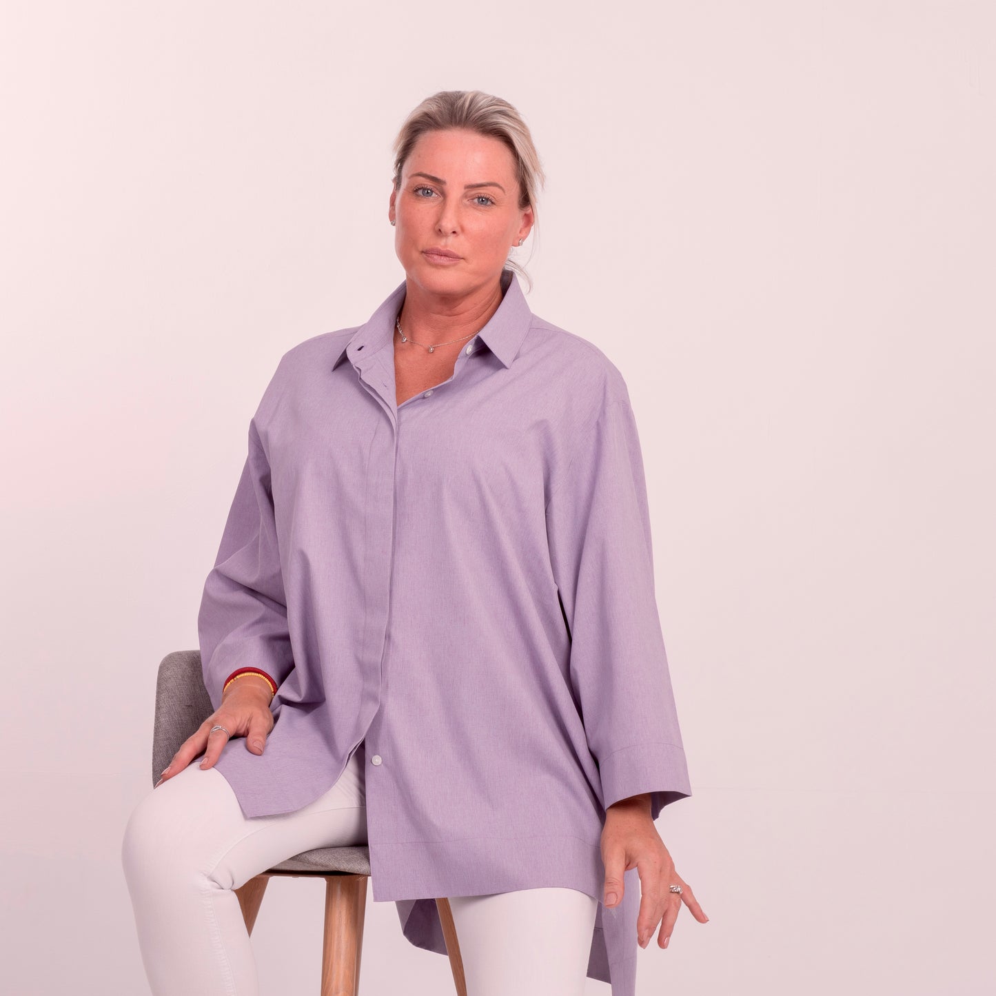 H-THE EDEN OVERSIZED SHIRT IN LAVENDER COTTON