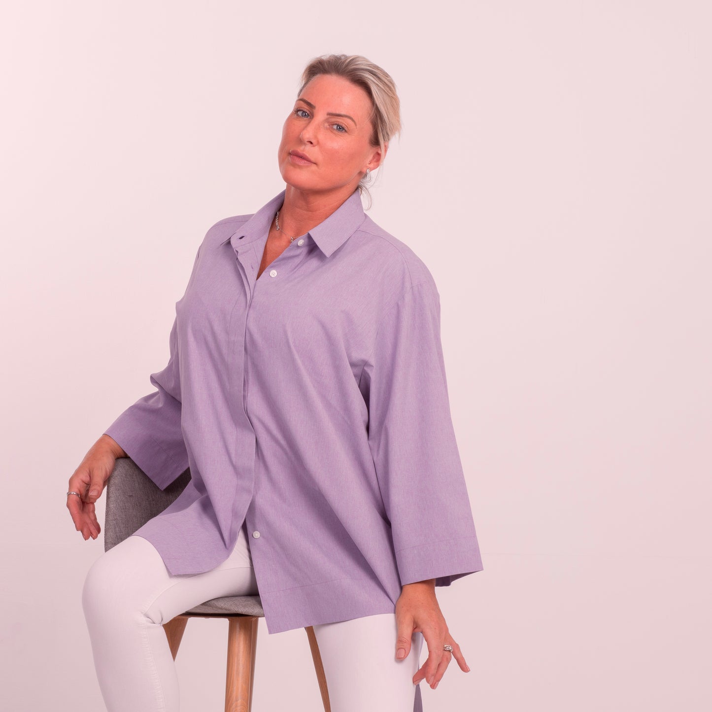 H-THE EDEN OVERSIZED SHIRT IN LAVENDER COTTON