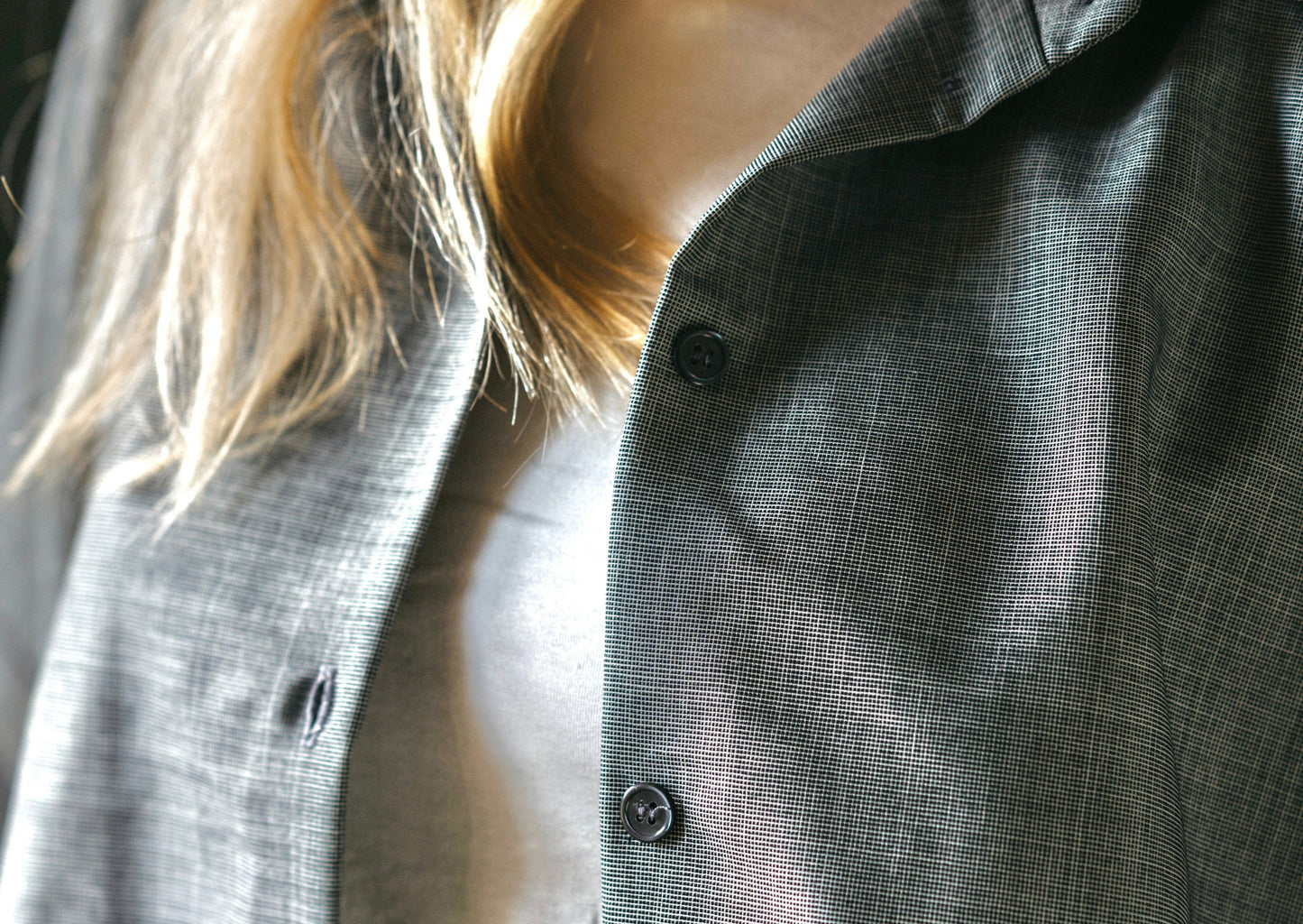 F - THE CHELSEA OVERSIZED SHIRT IN BLACK AND WHITE FINE WOOL