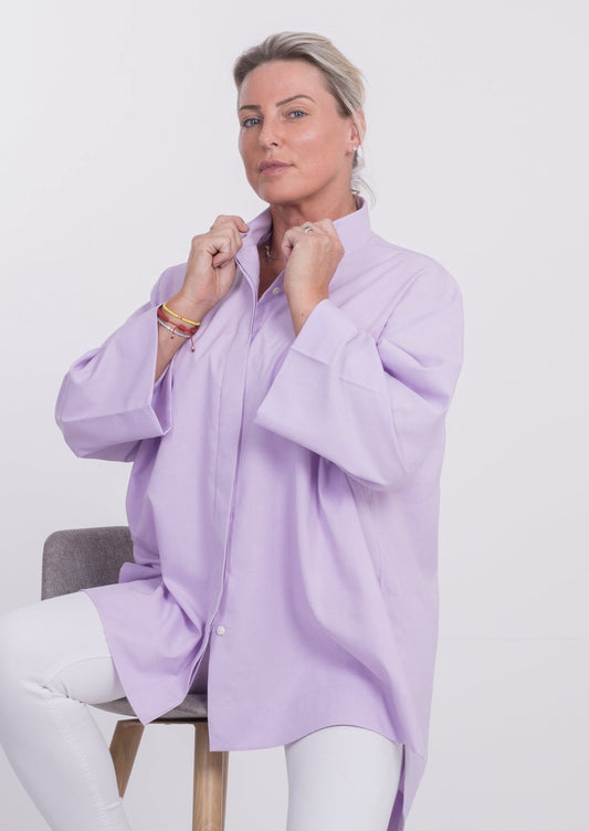 THE EDEN OVERSIZED SHIRT IN SOFT LILAC COTTON