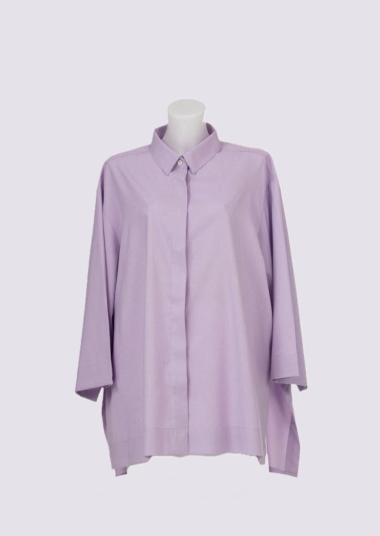 H-THE EDEN OVERSIZED SHIRT IN LAVENDER COTTON