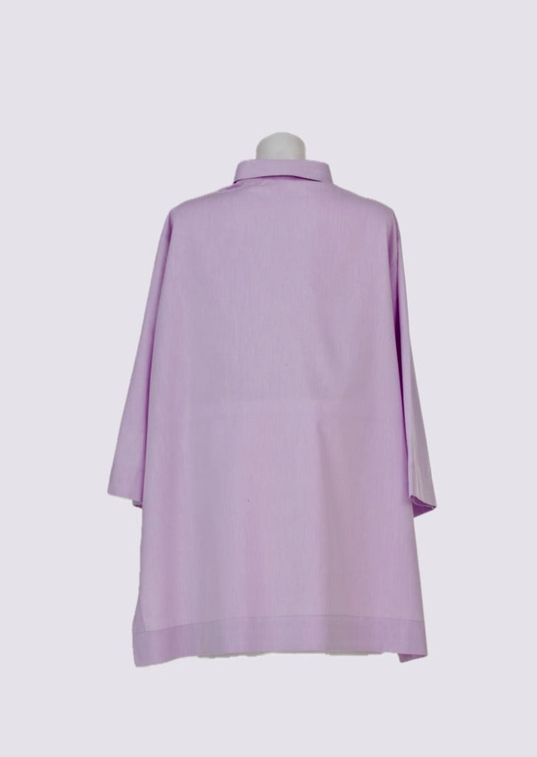 H-THE EDEN OVERSIZED SHIRT IN LAVENDER COTTON