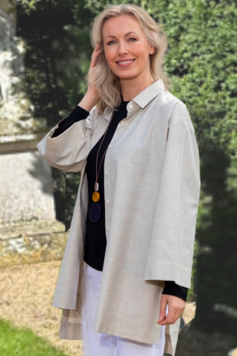 G-THE EDEN OVERSIZED SHIRT IN SANDY BEIGE COTTON