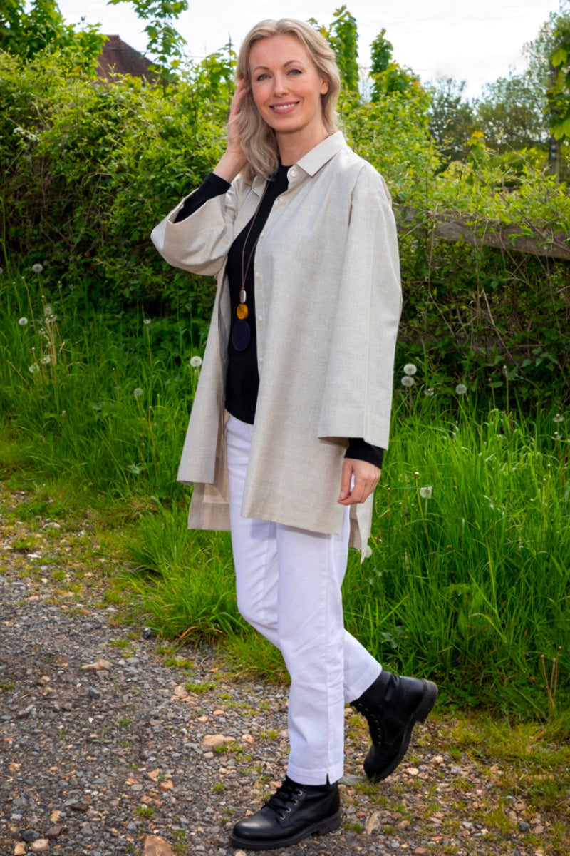 G-THE EDEN OVERSIZED SHIRT IN SANDY BEIGE COTTON