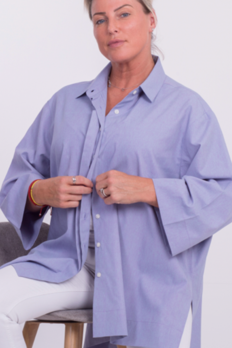 THE EDEN OVERSIZED SHIRT IN PERIWINKLE SOFT COTTON