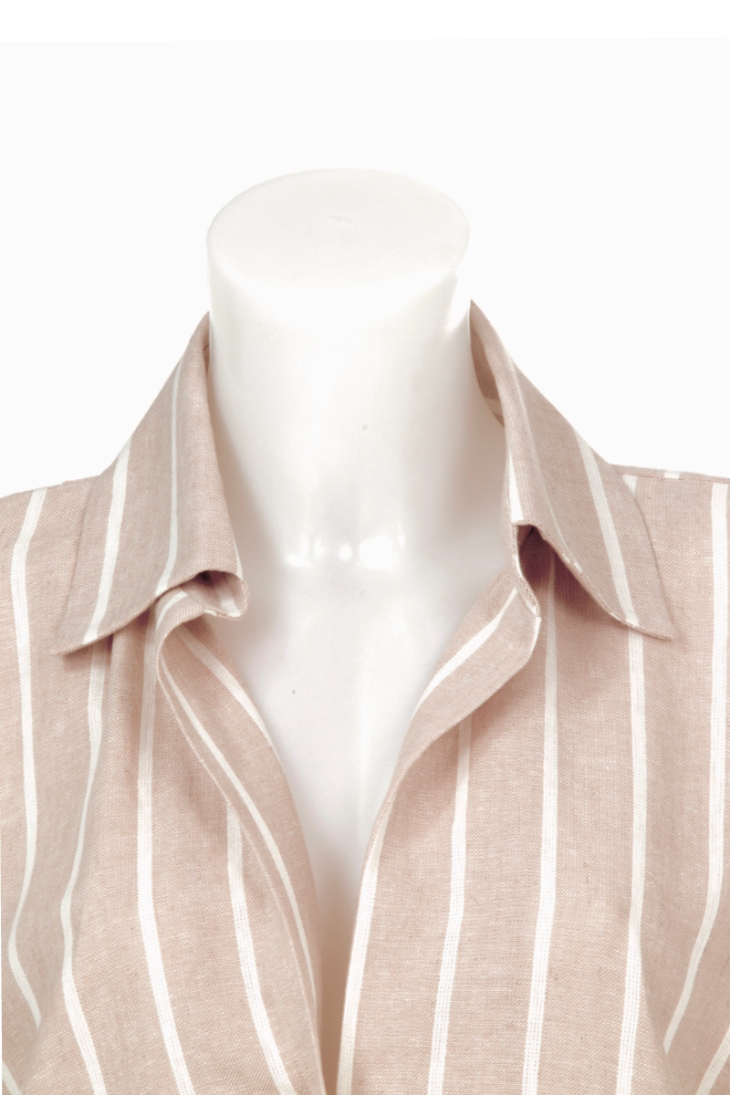 A-THE SOHO OVERSIZED SHIRT IN BEIGE AND WHITE LINEN BLEND