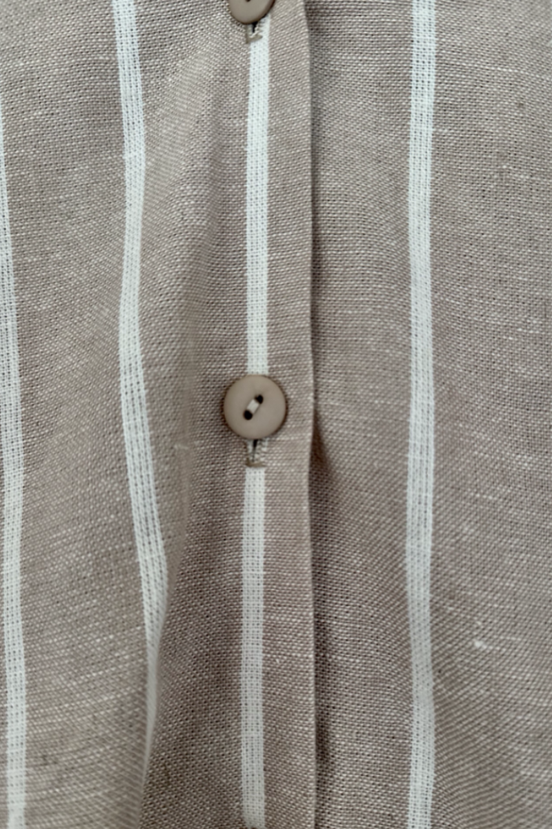 A-THE SOHO OVERSIZED SHIRT IN BEIGE AND WHITE LINEN BLEND