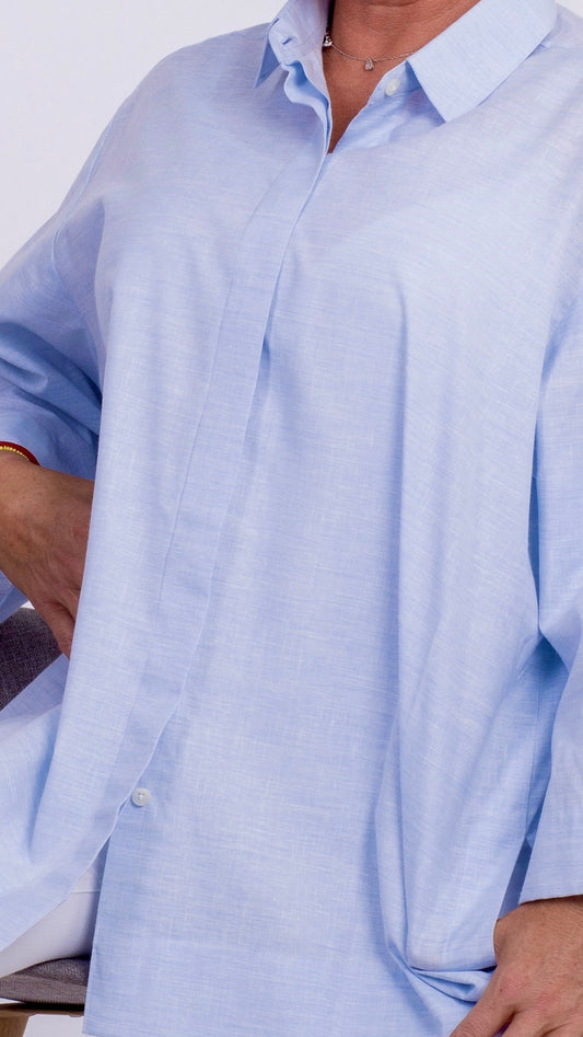 THE EDEN OVERSIZED SHIRT IN SKY-BLUE COTTON