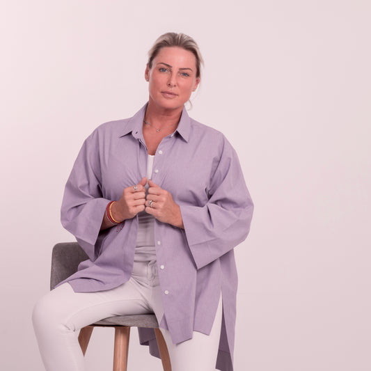 H-THE EDEN OVERSIZED SHIRT IN LAVENDER COTTON