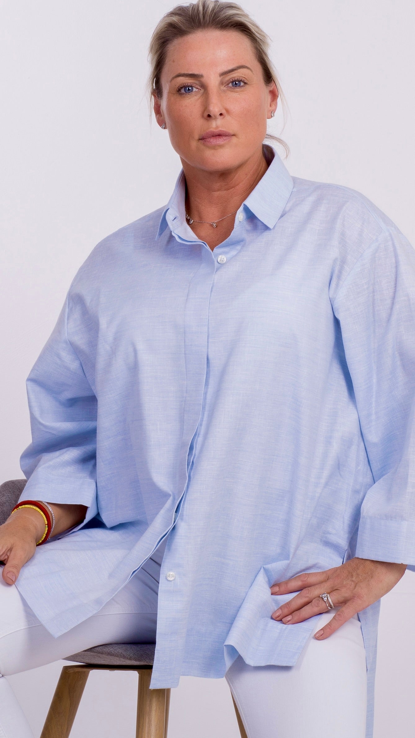 THE EDEN OVERSIZED SHIRT IN SKY-BLUE COTTON