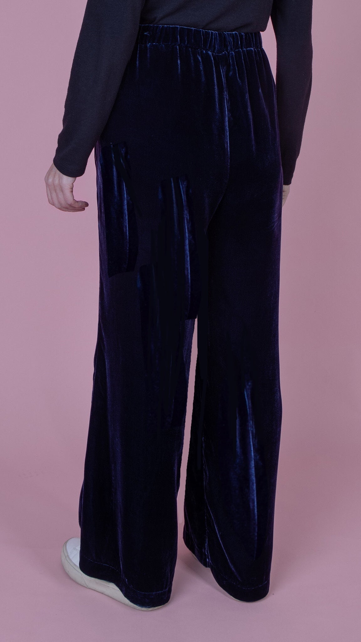 P-THE SOHO PALAZZO TROUSERS IN  DEEP BLUE  VELVET