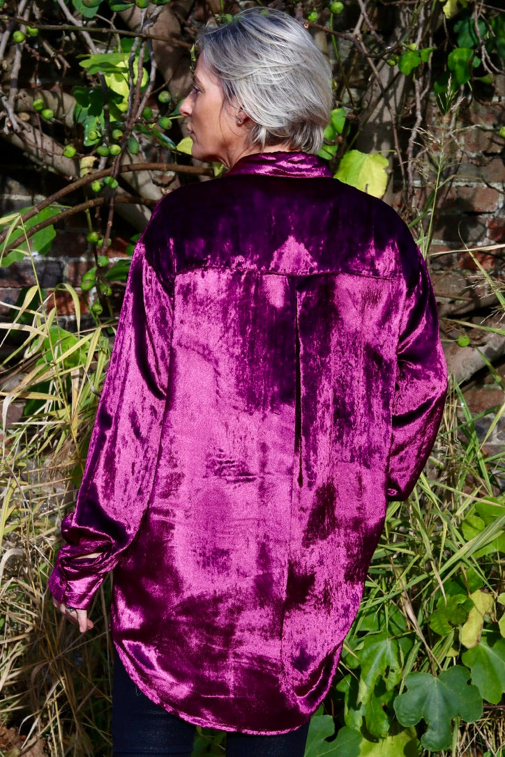 M-THE KENSINGTON SHIRT IN INTENSE MAGENTA VELVET