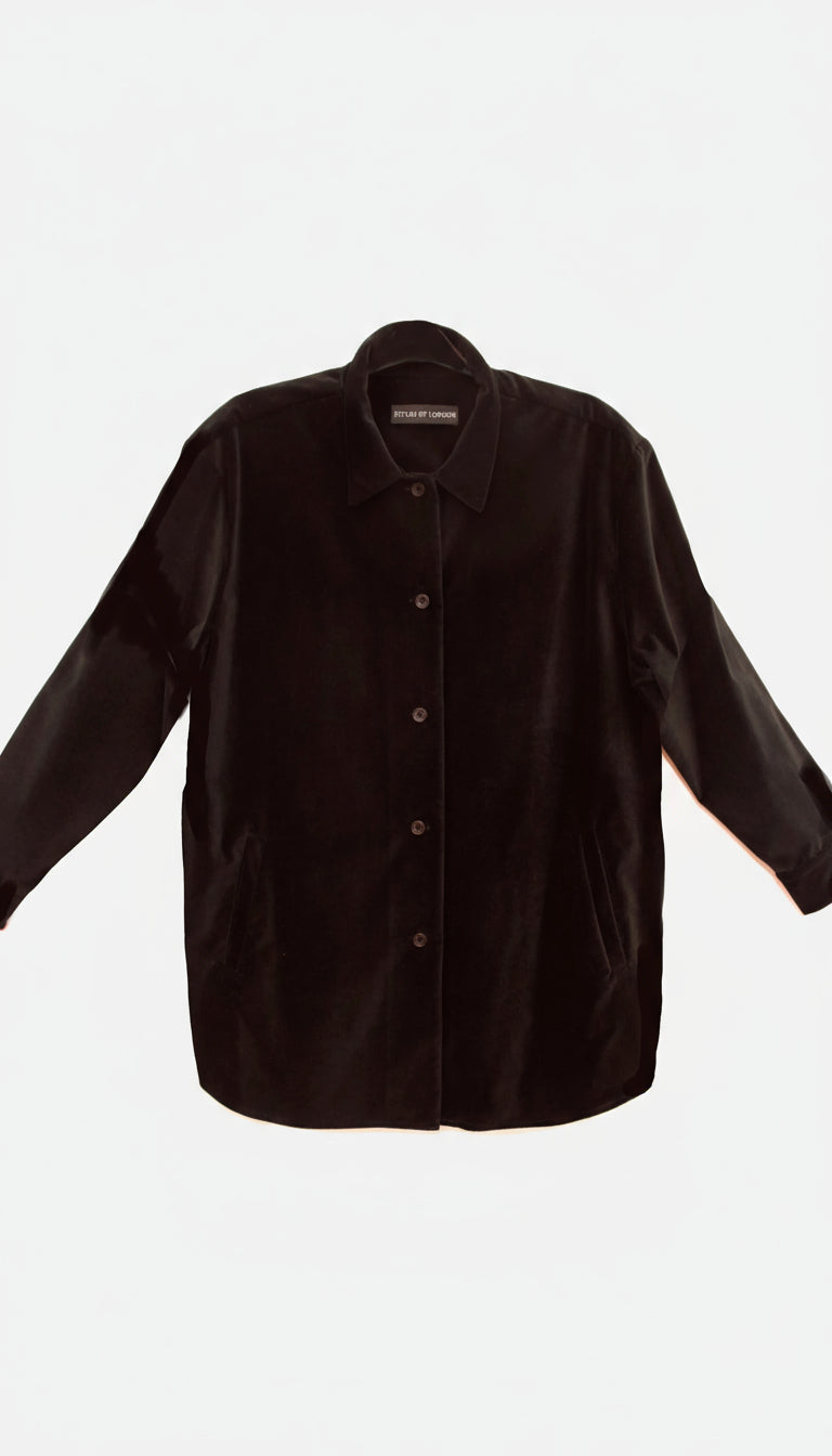 D-THE ABBEY ROAD OVERSIZED SHIRT IN BLACK COTTON VELVET