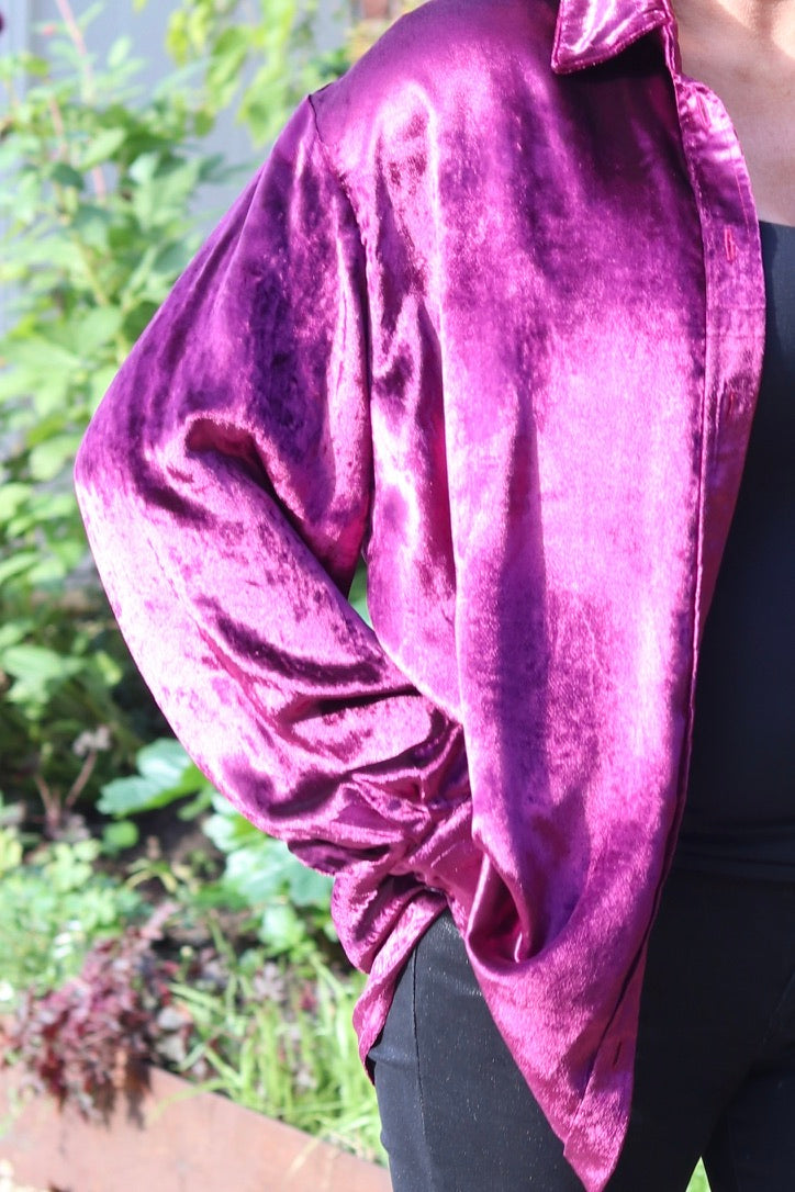 M-THE KENSINGTON SHIRT IN INTENSE MAGENTA VELVET