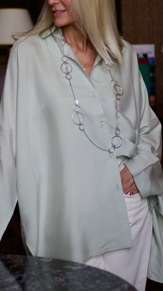 THE RECCO SILK - ICE MINT OVERSIZED SHIRT