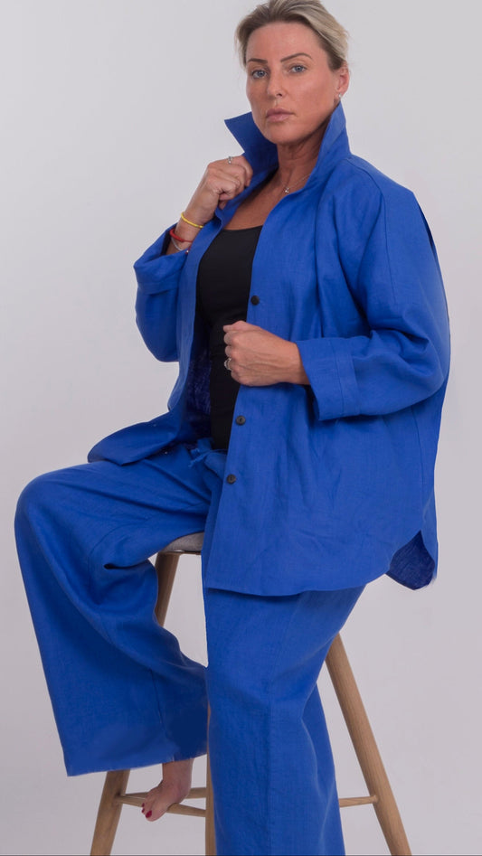 THE SOHO ROYAL BLUE LINEN ENSEMBLE