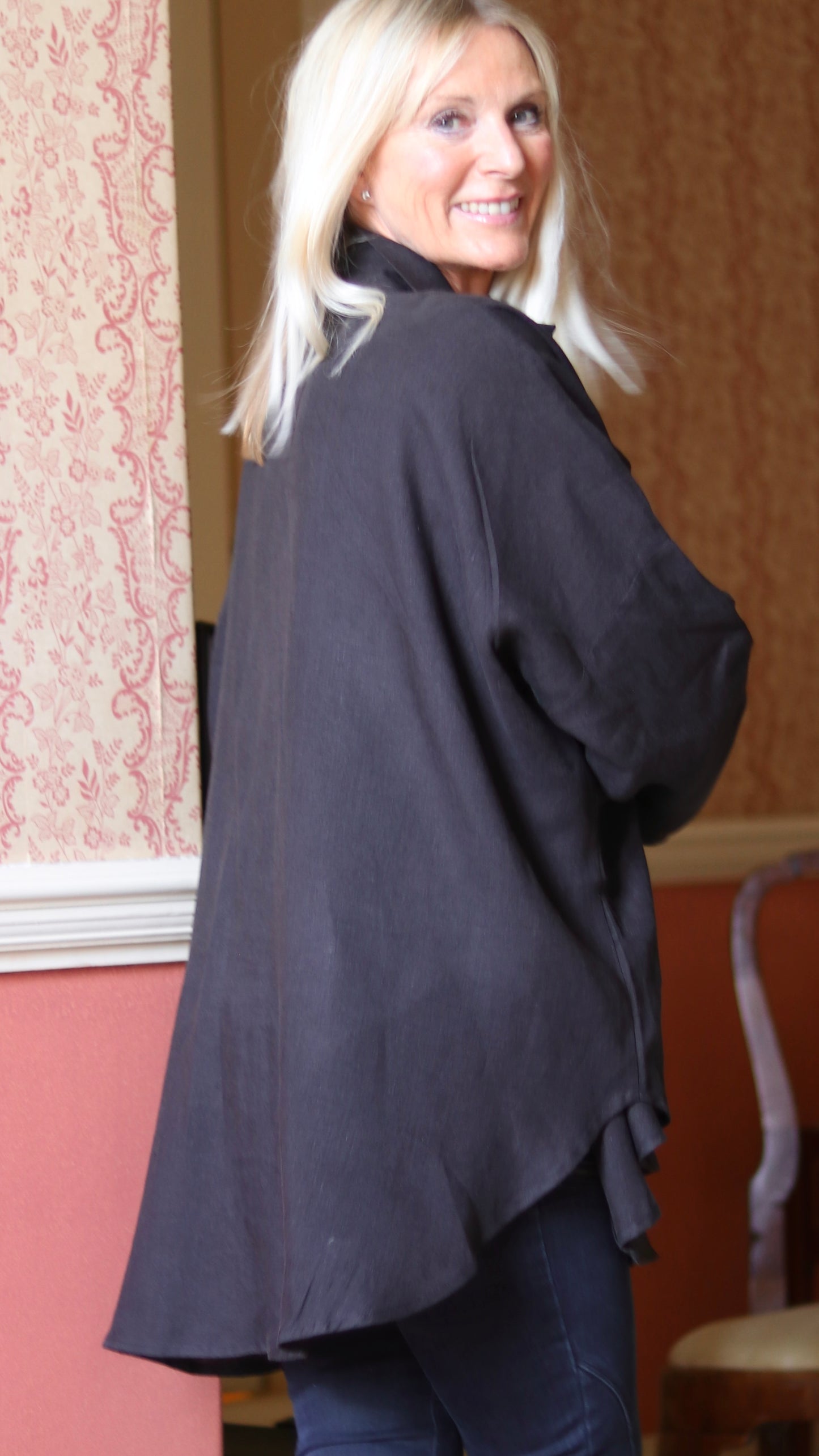 THE TARA BLACK ONYX OVERSIZED SHIRT - 100% IRISH LINEN