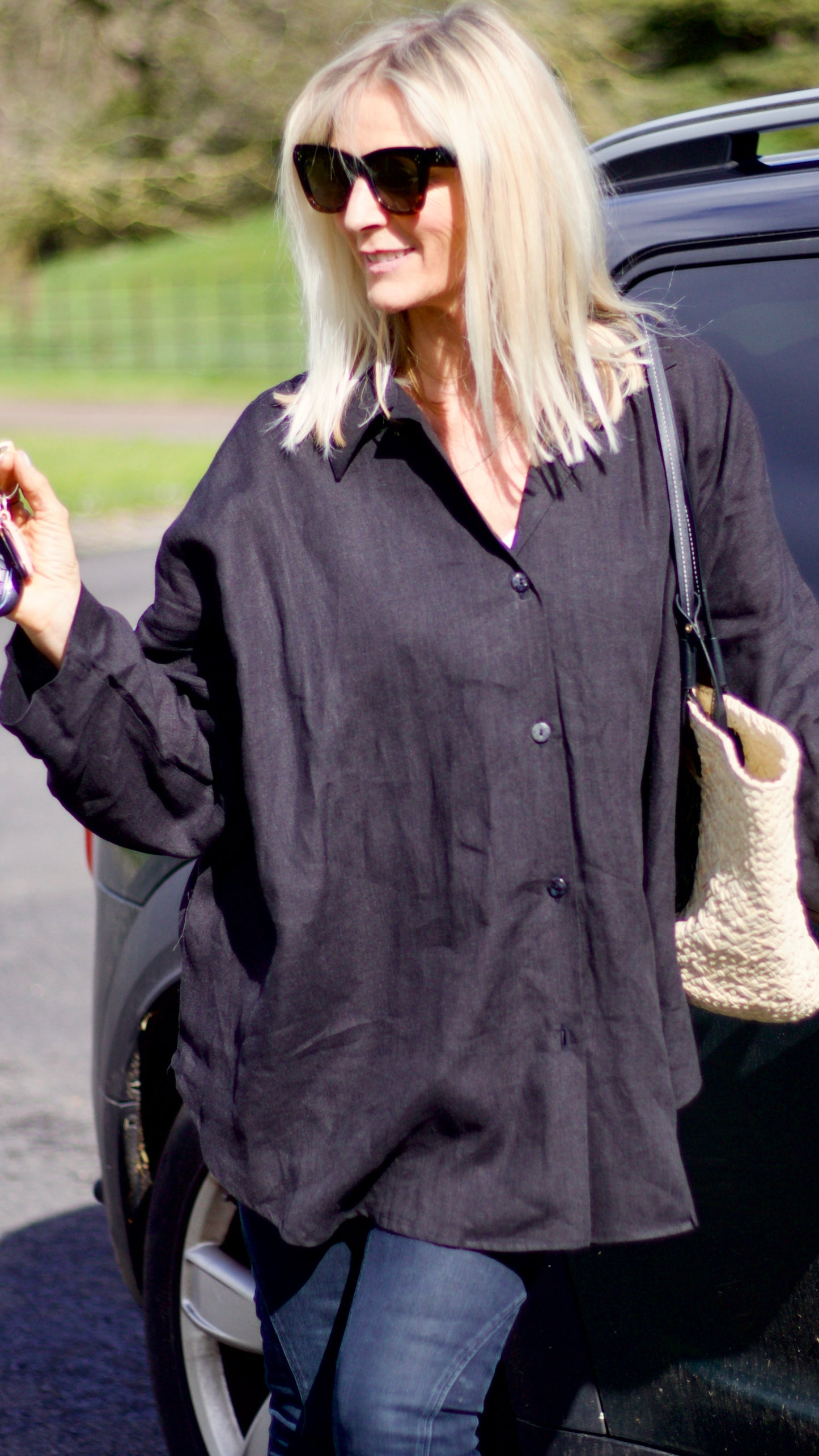 THE TARA BLACK ONYX OVERSIZED SHIRT - 100% IRISH LINEN