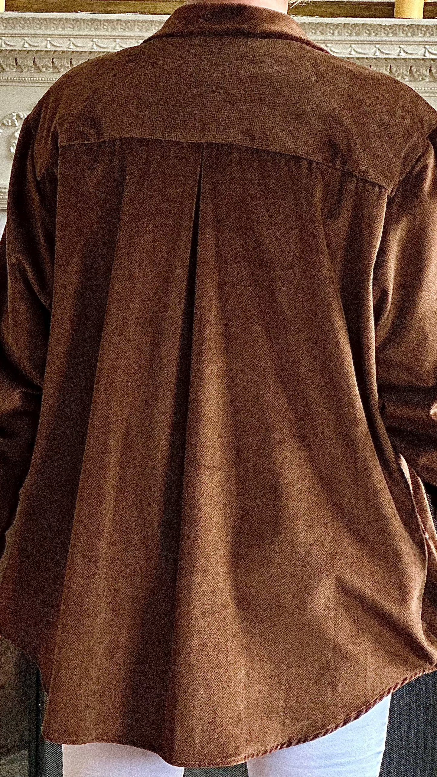 B-THE ABBEY ROAD OVERSIZED SHIRT IN CHESTNUT HERRINGBONE VELVET