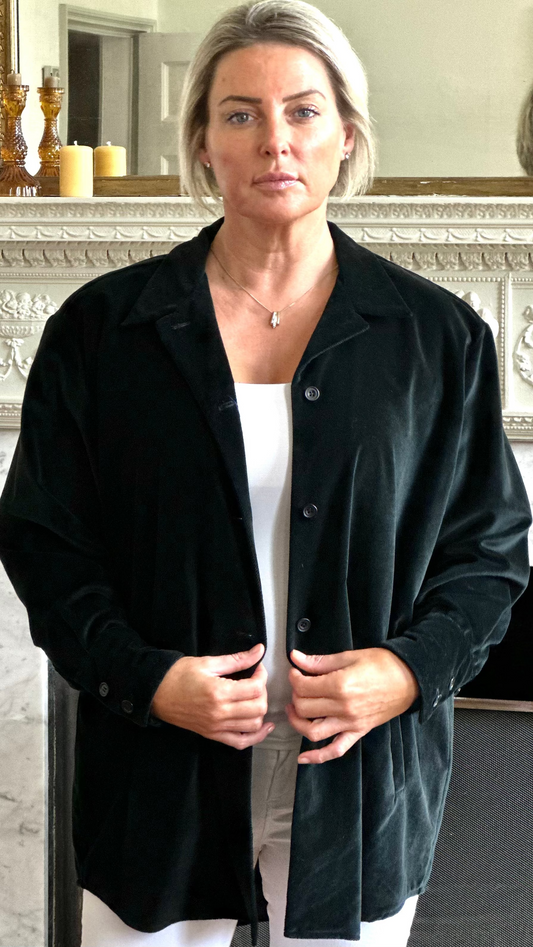 D-THE ABBEY ROAD OVERSIZED SHIRT IN BLACK COTTON VELVET