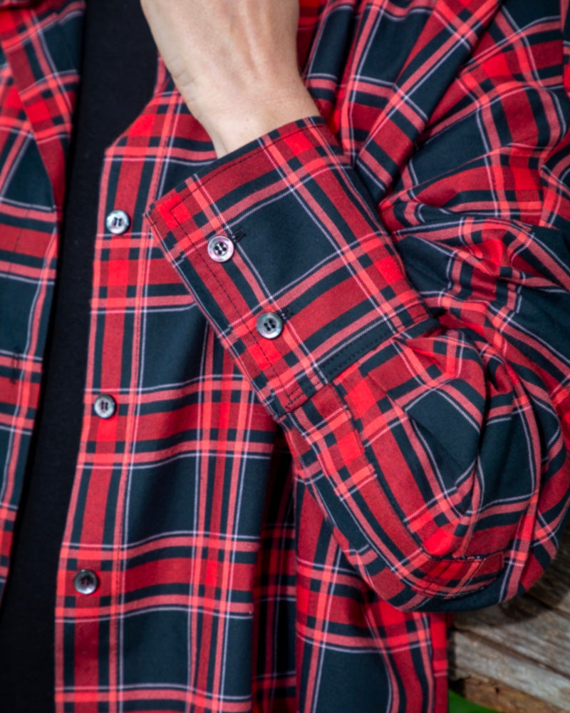 J-THE CHELSEA OVERSIZED SHIRT IN RED TARTAN