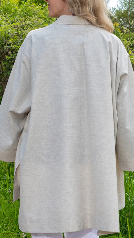 THE EDEN TRAVEL OVERSIZED SHIRT - SANDY BEIGE COTTON