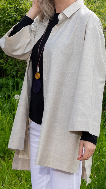 THE EDEN TRAVEL OVERSIZED SHIRT - SANDY BEIGE COTTON