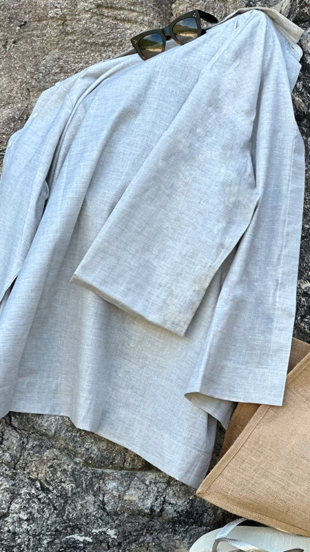 THE EDEN TRAVEL OVERSIZED SHIRT - SANDY BEIGE COTTON