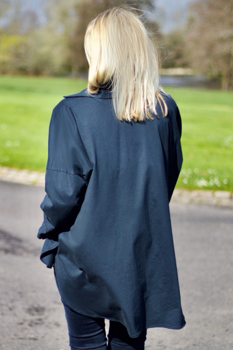 I-THE TRAFALGAR OVERSIZED SHIRT IN NAVY HERITAGE JERSEY