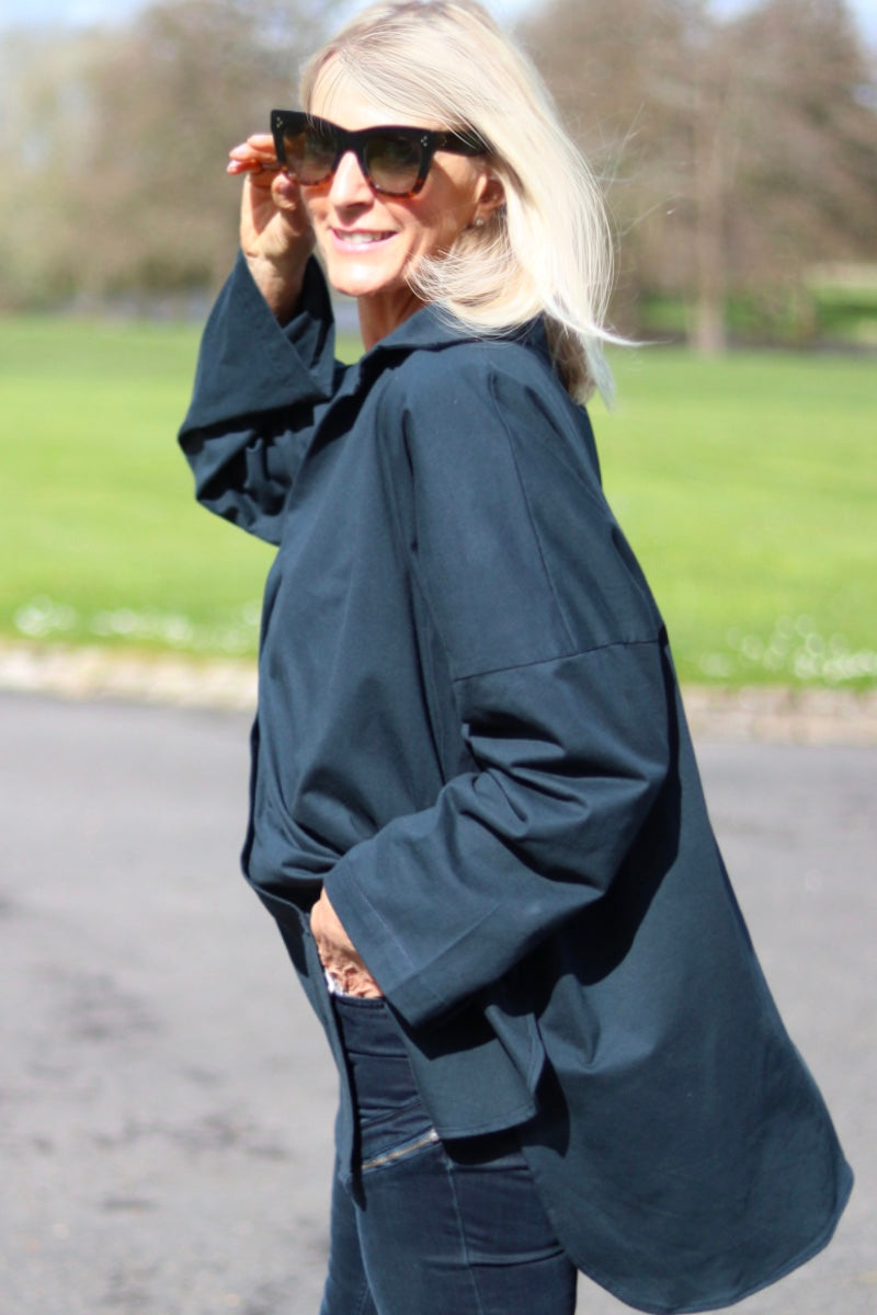 I-THE TRAFALGAR OVERSIZED SHIRT IN NAVY HERITAGE JERSEY