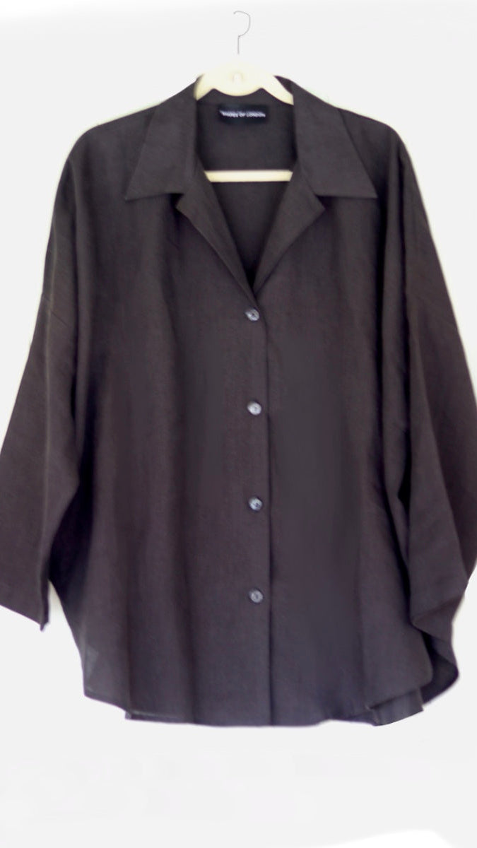 THE TARA BLACK ONYX OVERSIZED SHIRT - 100% IRISH LINEN
