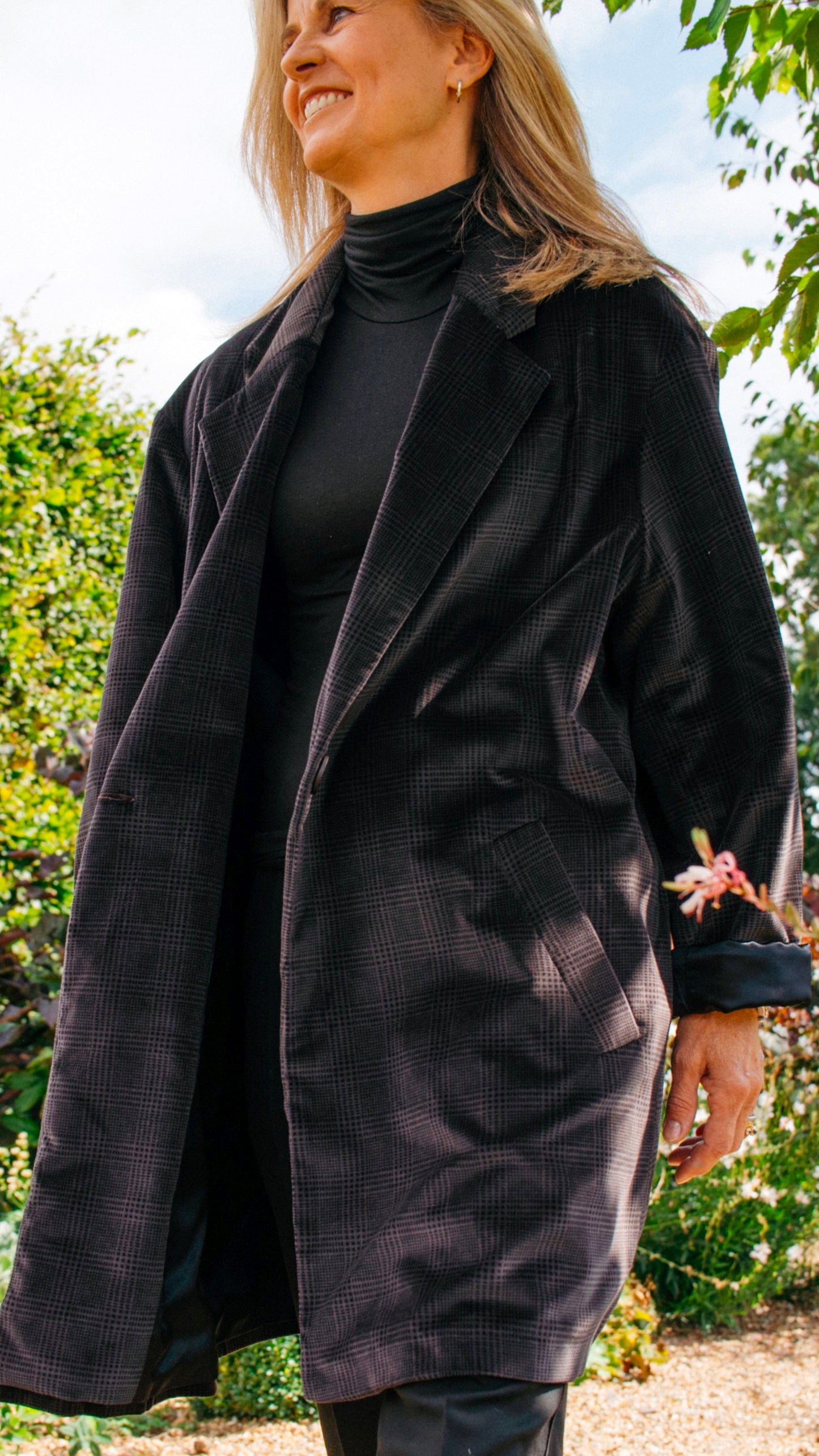 H-THE BOND STREET OVERSIZED JACKET IN FALCON CHECK VELVET