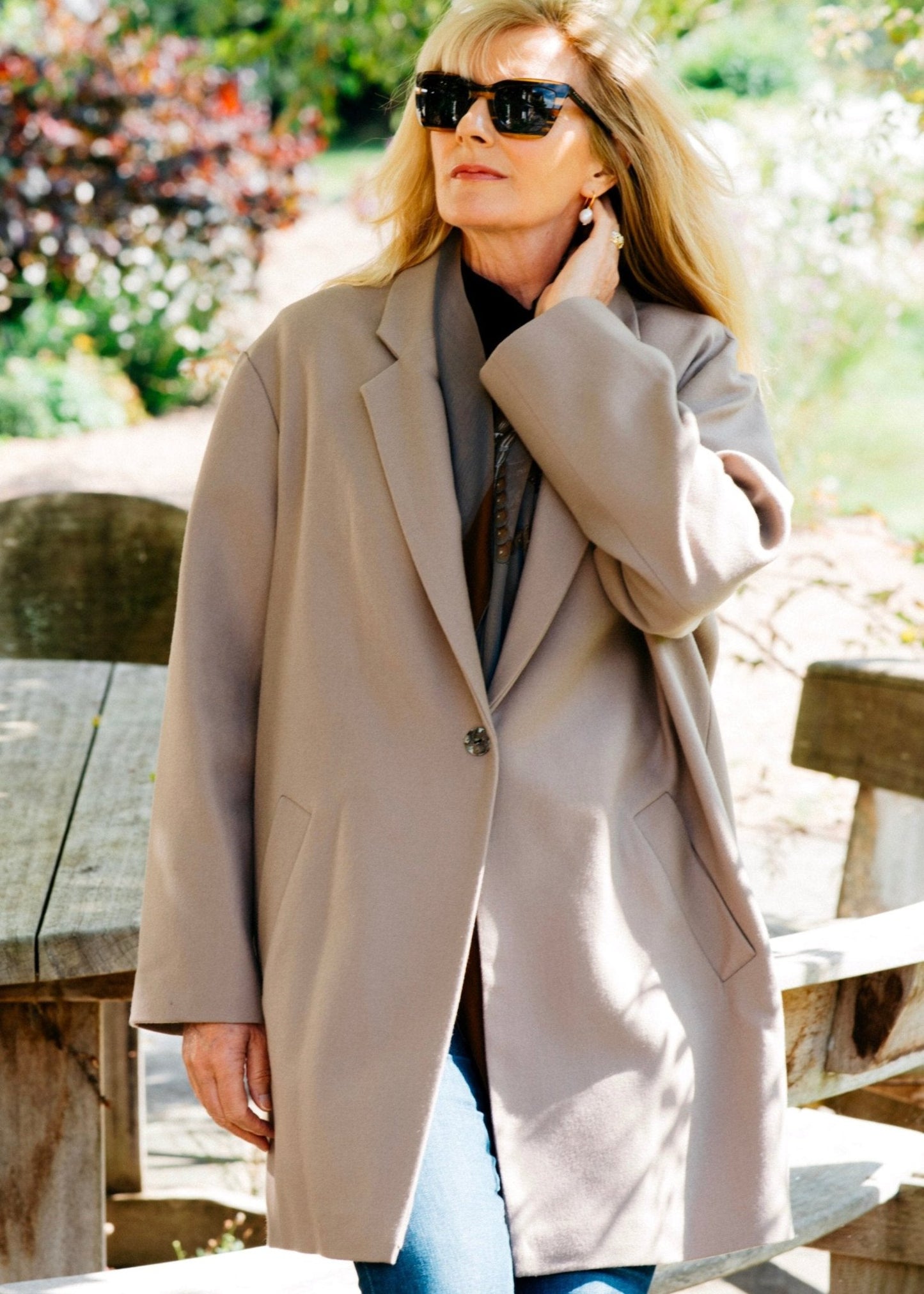 G-THE BOND STREET OVERSIZED JACKET IN SMOKY CAMEL AND CAMEL LINING